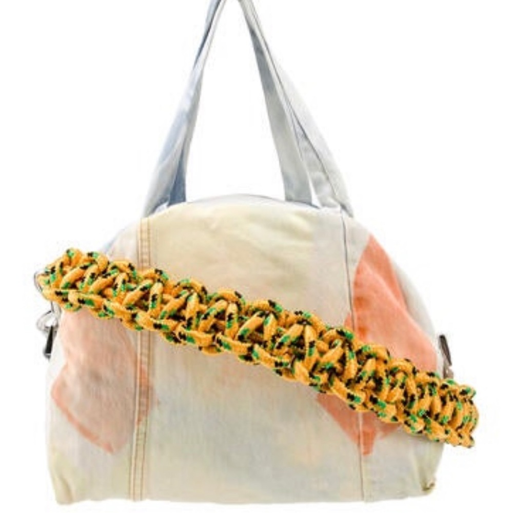 Tricia Fix Free People Denim tote bag purse gym overnight